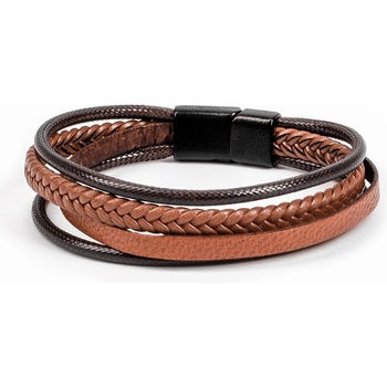 Base Мъжки комплект с 4 гривни от естествена кожа - Светлокафяв 20230901009 (404271_Светло кафяв)