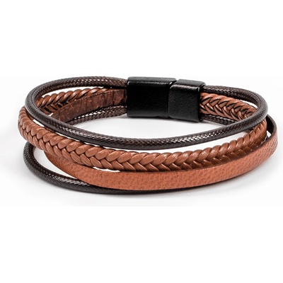 Base Мъжки комплект с 4 гривни от естествена кожа - Светлокафяв 20230901009 (404271_Светло кафяв)