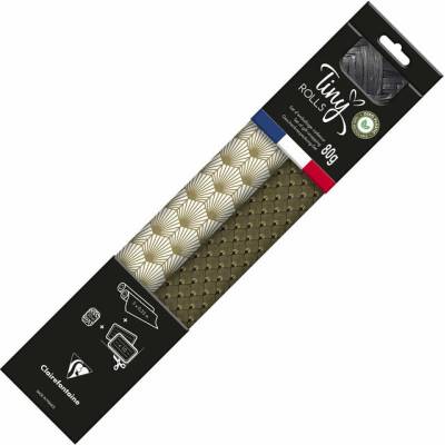 CLAIREFONTAINE Tiny Rolls, černá/zlatá + stuha, Excellia 80 g, 5 × 0,35 m