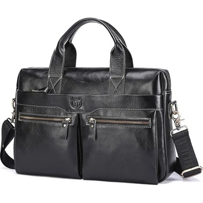 Bullcaptain pánská kožená brašna Asparuch Černá 11L – Zboží Mobilmania