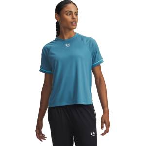 Under Armour Фланелка с къс ръкав Under Armour Women's Challenger Boxy Short Sleeve Performance Gym Top - Blue/White