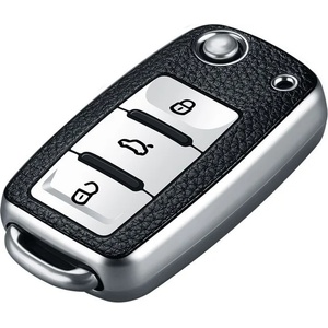  Mobilly защитен калъф за автомобилни ключове Škoda/Volkswagen/Seat с изскачащ ключ, сребрист (XXX)