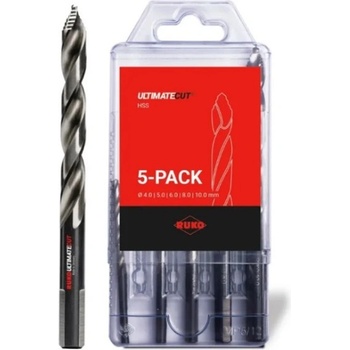 RUKO ULTIMATECUT комплект свредла, O4mm-10mm, HSS, DIN338, 5 части, FLOWSTEP със стъпаловиден накрайник, 259205R 259205RO (259205RO)