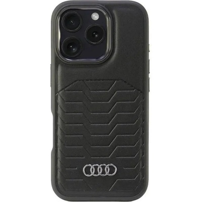 Audi Synthetic Leather MagSafe iPhone 16 Pro 6.3" черен/черен твърд калъф AU-TPUPCMIP16P-GT/D3-BK (6955250227612)