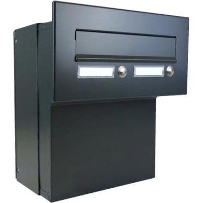 DOLS F-046 ČD-36 RAL7016 - poštová schránka na zamurovanie, s 2x menovkou a 2x zvončekovým tlačidlom, antracit