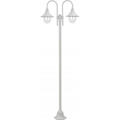 Záhradná lampa 2-bodová, 220 cm, hliník, E27, biela