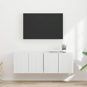 vidaXL TV стенен шкаф 2 бр. Бяло Инженерна дървесина (892330)