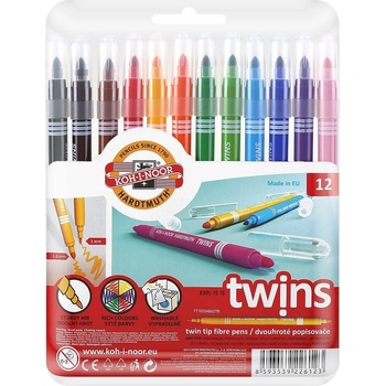 Image 1 of KOH-I-NOOR Двустранни флумастери 12 цвята Koh-I-Noor