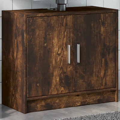 vidaXL Долен шкаф за мивка, опушен дъб, 63x29x55 см, инженерно дърво (848098)