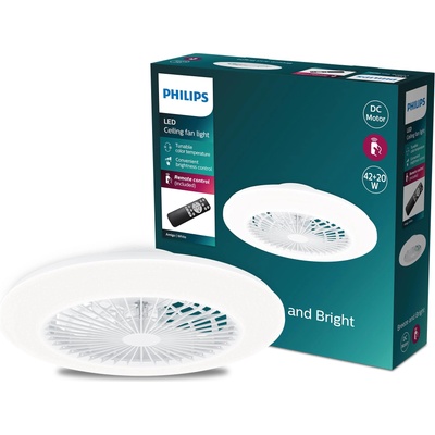 Philips ceiling fan and LED ceiling light Amigo, 20W+40W, diameter 49cm, round, including remote control, white - 8.72017E+12