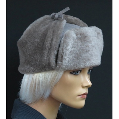 Špongr Kožešinová velurová ušanka z jehnětiny SE43 béžová