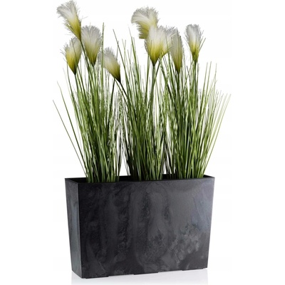 HowHomely plastový květináč BLOOM 36X56 CM IMITACE BETONU ČERNÁ