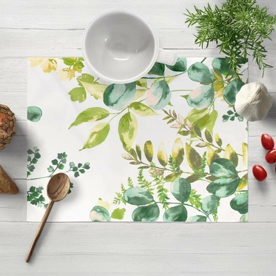 Biante Bavlněné prostírání Sandra SA-244 Zelený eukalyptus na bílém 30x40 cm