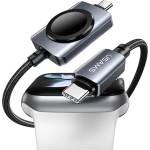 USAMS U113 кабел за данни 2 в 1 Type-C - Type-C/зарядно за Apple Watch, 120 см, ЧЕРЕН (SJ821USB01)