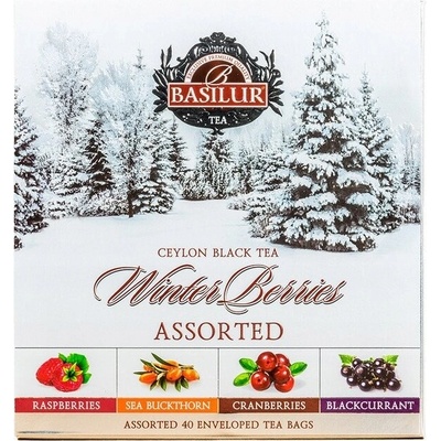 Basilur WINTER BERRIES ASSORTED sada 4 příchutí BRUSINKY RYBÍZ 40 x 2 g