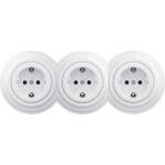 Kliklap - Тройна ретро битова розетка SCHUKO с рамка, 230V, снежнобяла (KA0153B)