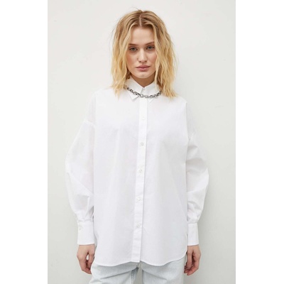 DRYKORN Памучна риза Drykorn LYSILA дамска в бяло със свободна кройка с класическа яка 12412087514 (87514.124120)