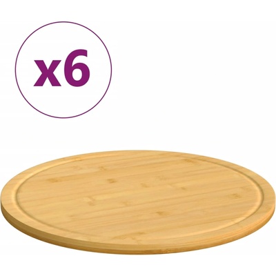 vidaXL Дъски за рязане 6 бр Ø30x1, 5 см бамбук (352778)