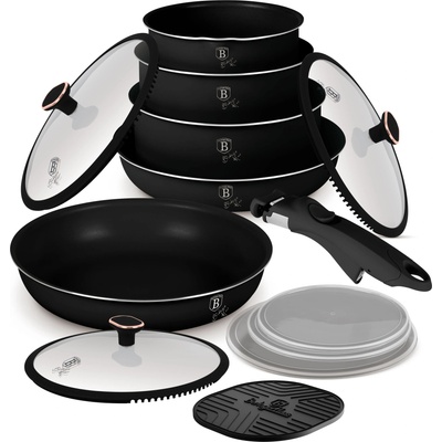 Berlinger Haus BH-8419 Black Rose Collection Комплект прибори за хранене от 13 части - черен мат, розово злато (BH-8419)