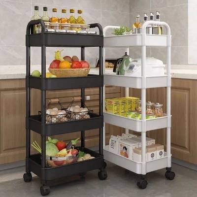 Rolling Kitchen Cart 4-етажна кухненска количка на колела, подвижен стелаж за съхранение с рафтове - Rolling Kitchen Cart
