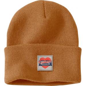 Carhartt Дамска зимна шапка (beanie) Carhartt Women's Knit Heart Patch Beanie - Carhartt Brown - размер One Size (904-6253-0111)