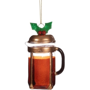 Sass & Belle Стъклена ръчно изработена коледна украса ø 5, 5 cm Christmas Cafetiere - Sass & Belle (VERXM202)