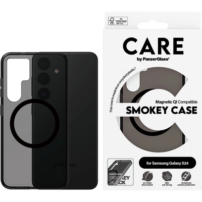 Panzer Гръб CARE by PanzerGlass за Samsung Galaxy S24, Flagship, Smokey QI, Черен