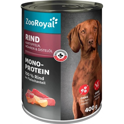 ZooRoyal hovězí monoprotein s bramborami mrkví a světlicovým olejem 6 x 400 g