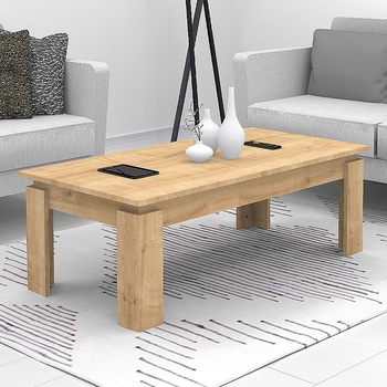 TopMebel Седа меламинов кафе маса в цвят дъб 110x60x41см