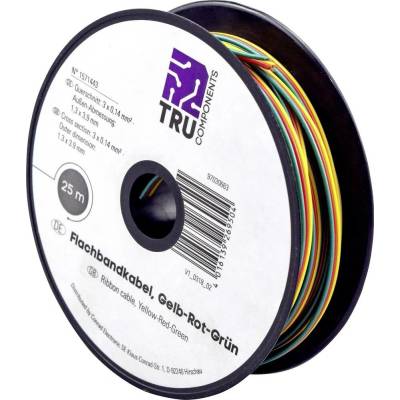 Tru Components 1571443 lanko 3 x 0.14 mm² žltá červená zelená 25 m
