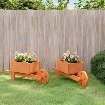 Image 1 of vidaXL Плантери колички 2 бр 47x15x19 см масивна ела (364228)