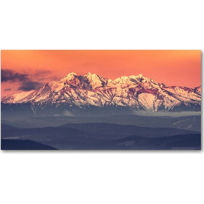 Fotoobraz na skle Východ slunde Tatry 100x50 cm