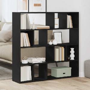 vidaXL Шкаф за книги/Преграда за стая, черен дъб, 105x24x102 см (862422)