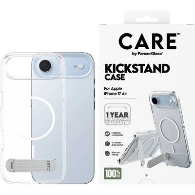 Panzer Гръб Care by PanzerGlass за iPhone 17 Air, Feature Case Transparent w. Kickstand and MagSafe