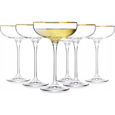 Krosno Skleničky na šampaňské Harmony GOLD se zlatým proužkem 6 x 280 ml