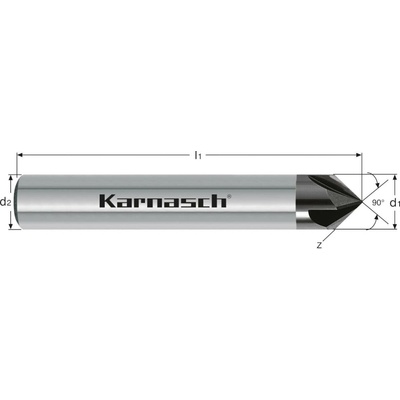 306493120008 | Tvrdokovová odjehlovací fréza, dlouhá, 90°, povlakovaná 12,0-83x12 mm, Z=8