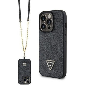 GUESS Калъф Guess - Strass Triangle Metal Logo, iPhone 15 Pro Max, черен (3666339146832)