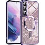 Techsuit Калъф за Samsung Galaxy S22 5G - Луксозен Glitter MagSafe - Светло лилав (KF2325089)