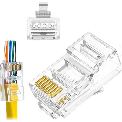 W-Star Konektor UTP RJ45EZ Cat6A 100ks 3U pozlacený 6SLD pass through drát licna RJ45EZC6AS RJ45EZC6AS – Zboží Mobilmania