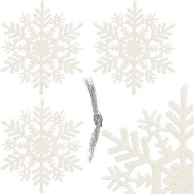 SPRINGOS Vianočné ozdoby Snehové vločky s trblietkami 10cm biele sada 3ks