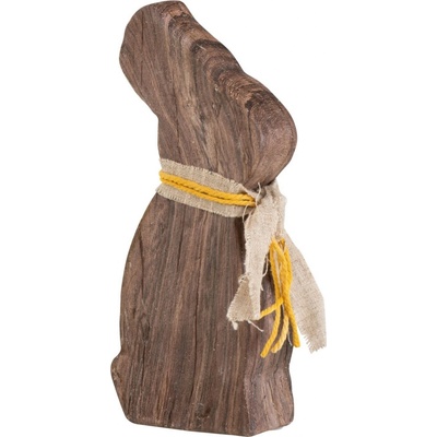Hnědá dekorace králík v dekoru dřeva 10*5*22 cm