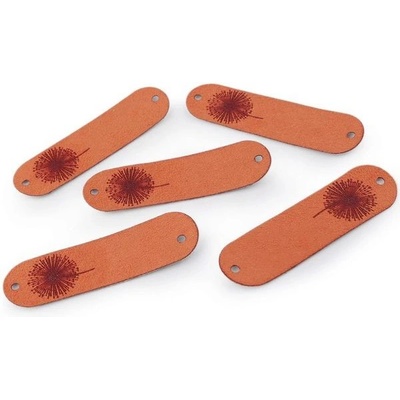 Nášivka 20x70mm štítek z eko kůže Pampeliška oranžová