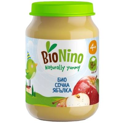 Био плодово пюре BioNino - Ябълки, 4 м+, 190 g (BN2133)