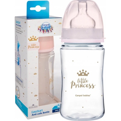 Canpol babies fľaša sa širokým hrdlom Royal Baby Pink 240 ml
