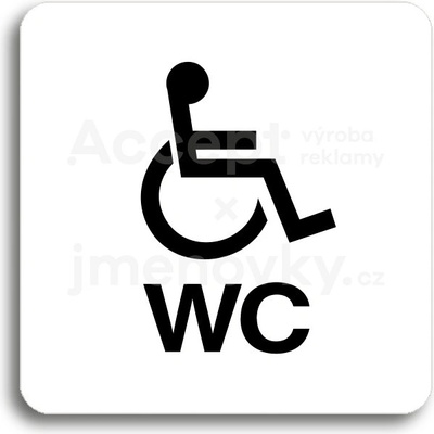 ACCEPT Piktogram WC invalidé (imobilní) - bílá tabulka - černý tisk bez rámečku