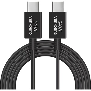 Ven-Dens Супер бърз Type-C към Type-C кабел за данни - 1.8 м - 240W - Черен KP33993