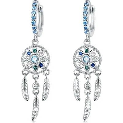 P&J Jewellery Stříbrné moissanitové náušnice Lapač snů SME8 stříbrná