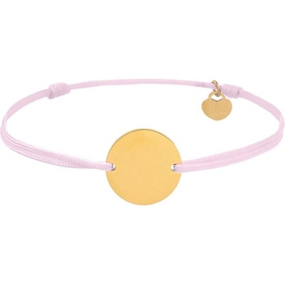 Bellita Дамска гривна с розов конец и златиста плочка Bellita (BLT-BJ-1188-P-G)