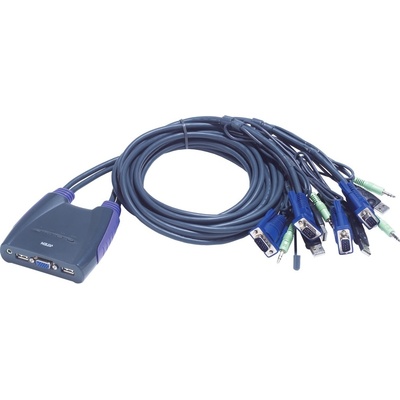 Aten CS-64U KVM elektronický přepínač, pro 4 PC, 1xVGA, 1xkláv., 1xmyš, 2xUSB, mini