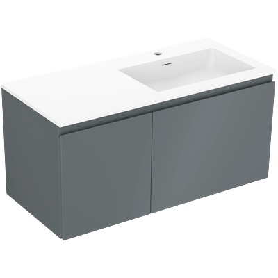 Orio шкаф за баня 100 см с мивка Otis дясна, 1S, 1D, графит мат/бял мат - 91A13-10047-3-BBFF66-W18P01 (91A13-10047-3-BBFF66-W18P01)